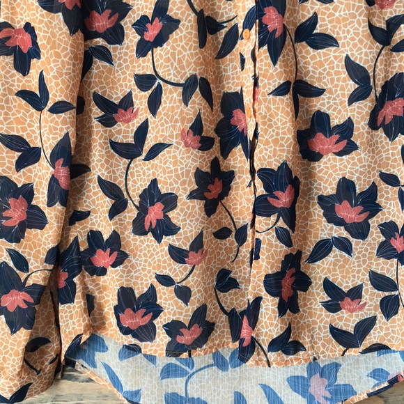 MODSTROM Mandarin Collar Floral Blouse Small Scandinavian Button Down Shirt - Picture 7 of 11